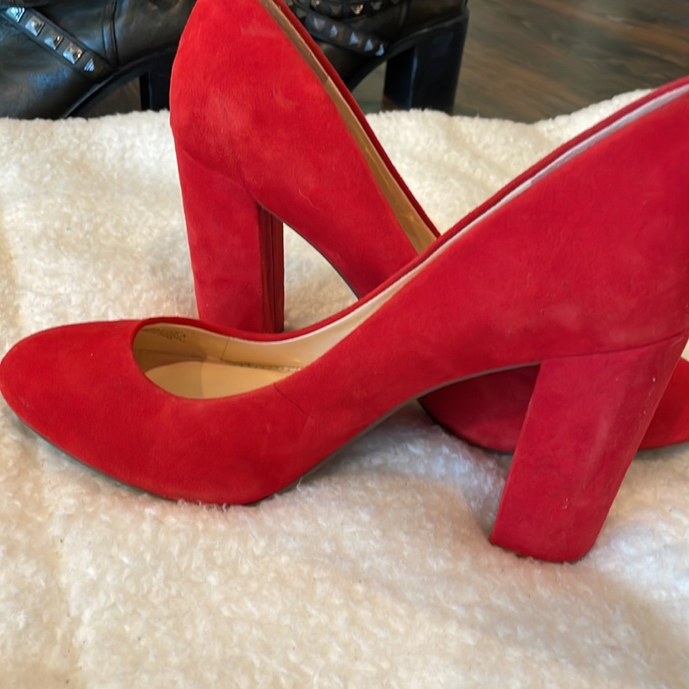 Red Jessica Simpson block heels size 9.5 worn once